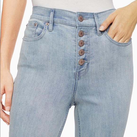 CK SKINNY HIGH RISE RAW-HEM DENIM ANKLE JEANS - Picture 3 of 3